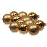 12x stuks kerstversiering kerstballen goud van glas - 8 cm - mat/glans - Kerstboomversiering