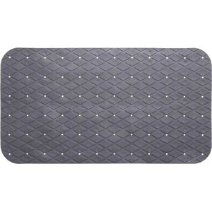 Anti-slip badkamer douche/bad mat grijs 70 x 35 cm rechthoekig - Badkamermat met zuignappen