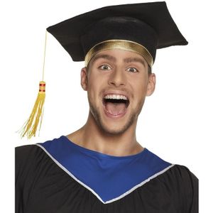 Afstudeer hoed geslaagd zwart voor volwassenen - Examen diploma uitreiking feestartikelen
