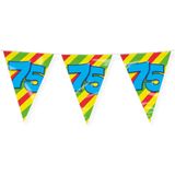 Paperdreams verjaardag 75 jaar thema vlaggetjes - 3x - feestversiering - 10m - folie - dubbelzijdig