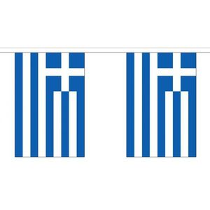 Vlaggenlijn/vlaggetjes land Griekenland - polyester - 300 cm - versiering buiten/binnen