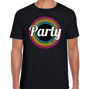 Party verkleed t-shirt zwart voor heren - discoverkleed / party shirt - Cadeau voor een disco liefhebber