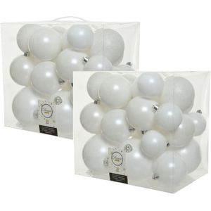 52x stuks kunststof kerstballen wit 6-8-10 cm - Onbreekbare plastic kerstballen