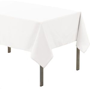 Wit tafelkleed van polyester met formaat 140 x 200 cm - Basic eettafel tafelkleden