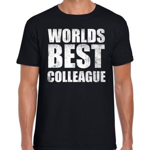 Worlds best colleague / werelds beste collega cadeau t-shirt zwart heren - verjaardag kado t-shirt voor een collega - bedankje / cadeau t-shirts