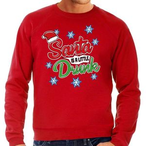 Foute Kersttrui / sweater - Santa is a little drunk - rood voor heren - kerstkleding / kerst outfit