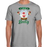 Bellatio Decorations fout kersttrui t-shirt heren - Kerstman sneeuwbol - grijs - Shake Your Booty