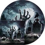 Fiestas Halloween/horror kerkhof feest servies borden en servetten - 24x - zwart- papier