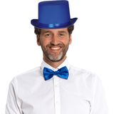 Carnaval verkleedset hoed en strik - blauw - volwassenen/unisex - feestkleding accessoires