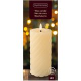 Lumineo Luxe LED kaars/stompkaars - creme wit - D7,5 x H17 cm - timer