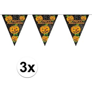 3x Pompoenen vlaggenlijnen / slinger - Halloween versiering