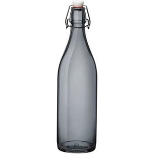 Bormioli rocco waterfles met beugeldop - grijs transparant - 1000 ml - Giara home deco fles