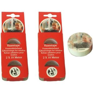 4x Witte raamtape kerstversiering op rol 10 meter - raamversiering / raam plakband