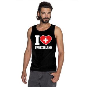 Zwart I love Zwitserland supporter singlet shirt/ tanktop heren - Zwitsers shirt heren