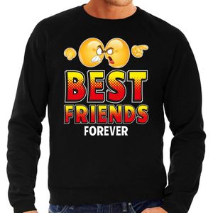 Funny emoticon sweater Best friends forever zwart voor heren - Fun / cadeau trui