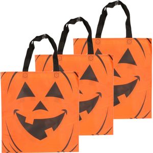 3x Halloween tas voor snoep oranje - 35 x 37 cm