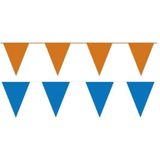 Oranje/Blauwe feest punt vlaggetjes pakket - 60 meter - slingers / vlaggenlijn