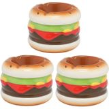 Set van 3x stuks hamburger asbakken rond dolomiet multi-kleur 7 x 9 cm - Buiten asbak