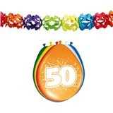 Folat Party 50e jaar verjaardag feestartikelen versiering - 16x ballonnen/2x slingers van 6 meter
