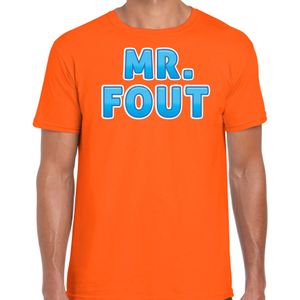 Bellatio Decorations verkleed t-shirt voor heren - Mr. Fout - oranje/blauw - carnaval