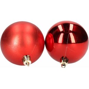 Cepewa Kerstballen - 28x stuks - rood - 6 cm - kunststof - mat/glans - kerstversiering