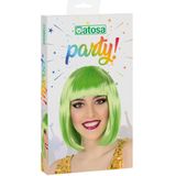 Atosa Verkleedpruik voor dames half lang haar - Groen - Bob lijn - Carnaval/party