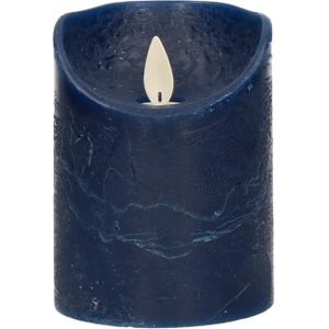 1x Donkerblauwe LED kaarsen / stompkaarsen 10 cm - Luxe kaarsen op batterijen met bewegende vlam
