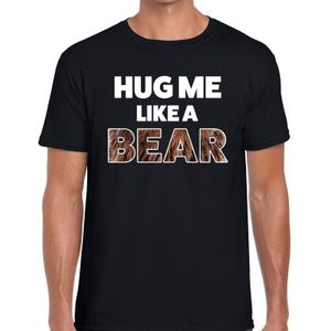 Hug me like a bear tekst t-shirt zwart voor heren