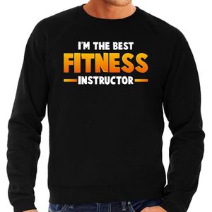 Im the best fitness instructor sweater zwart voor heren - sportschool / trainingskleding - fitnessinstructeur