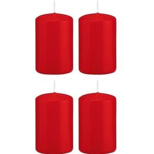 20x Rode cilinderkaars/stompkaars 5 x 8 cm 18 branduren - Geurloze kaarsen - Woondecoraties
