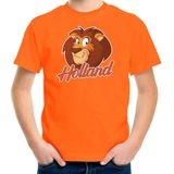 Oranje fan t-shirt voor kinderen - Holland met cartoon leeuw - Nederland supporter - Koningsdag / EK / WK shirt / outfit