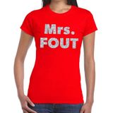 Mrs. Fout zilver glitter tekst t-shirt rood dames - Foute party kleding