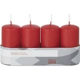 12x Rode cilinderkaaren/stompkaarsen 5 x 10 cm 18 branduren - Geurloze kaarsen - Woondecoraties
