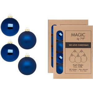 Inge Christmas Goods kerstballen - 24x st - nacht blauw - glas - 8 cm