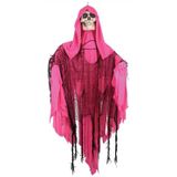 Bewegende horror decoratie skelet pop roze - met geluidssensor - Halloween hangdecoratie poppen