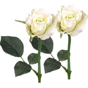 Set van 8x stuks kunstbloemen roos/rozen Alicia parel wit 30 cm - Witte kunstbloemen en boeketten