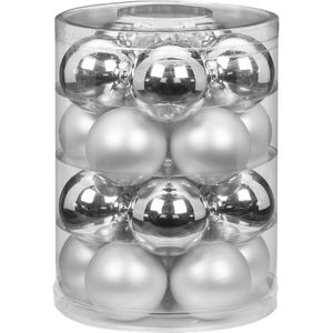 40x stuks glazen kerstballen elegant zilver mix 6 cm glans en mat - Kerstboomversiering/kerstversiering
