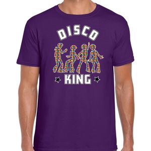 Bellatio Decorations disco verkleed t-shirt heren - jaren 80 feest outfit - disco king - paars