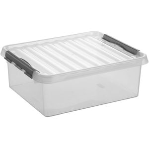 Opberg box/opbergdoos 25 liter 50 x 40 x 18 cm - Opslagbox - Opbergbak kunststof transparant/grijs