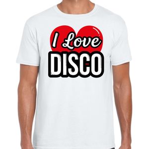 I love disco verkleed t-shirt wit voor heren - discoverkleed / party shirt - Cadeau voor een disco liefhebber