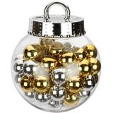 100x Mix zilveren en gouden kunststof kerstballen 3 cm glans - Kerstboomversiering zilver/goud tinten