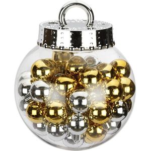 100x Mix zilveren en gouden kunststof kerstballen 3 cm glans - Kerstboomversiering zilver/goud tinten