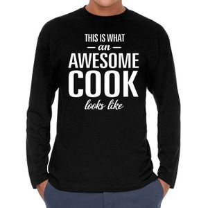 Awesome Cook - geweldige kok cadeau shirt long sleeve zwart heren - beroepen shirts / verjaardag cadeau
