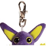 Suki Gifts Pluche knuffeldier vleermuis - paars/geel - 9 cm - sleutelhanger