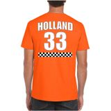 Oranje race supporter t-shirt - rugnummer 33 - Holland / Nederland fan shirt / kleding voor heren