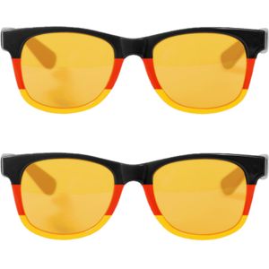2x stuks blues type verkleed bril zwart, rood en geel - Belgie en Duitsland supporters brillen