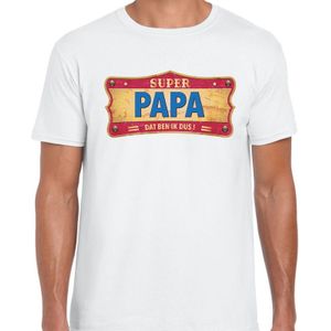 Vintage Super papa cadeau / kado t-shirt wit - voor heren - vaderdag / papa - shirt / kleding