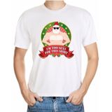 Foute kerst shirt wit - Gespierde Kerstman - Im too sexy for this shirt - voor heren