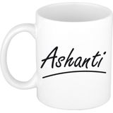 Ashanti naam cadeau mok / beker sierlijke letters - Cadeau collega/ moederdag/ verjaardag of persoonlijke voornaam mok werknemers