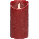 1x Bordeaux rode LED kaarsen / stompkaarsen 15 cm - Luxe kaarsen op batterijen met bewegende vlam